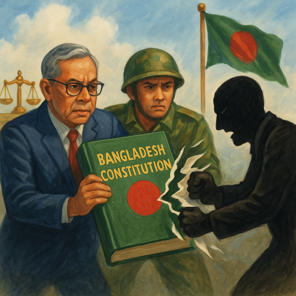 রাষ্ট্র যখন বন্দী হয় বেআইনি শাসকের হাতে: সংবিধান ও সার্বভৌমত্ব রক্ষায় রাষ্ট্রপতি ও সশস্ত্র বাহিনীর দায়িত্ব