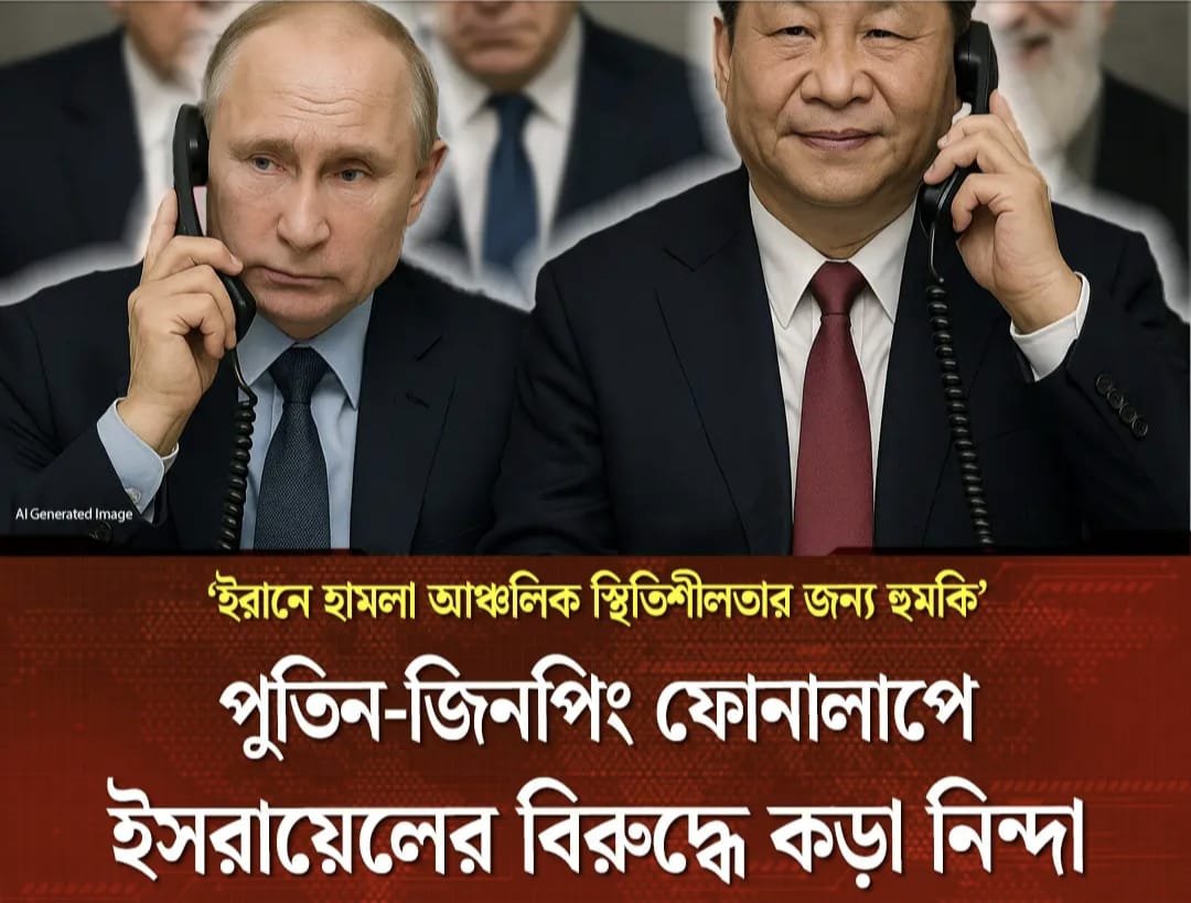 ইরানে হামলা আঞ্চলিক স্থিতিশীলতার জন্য হুমকি: পুতিন-জিনপিং ফোনালাপে ইসরায়েলের বিরুদ্ধে কড়া নিন্দা