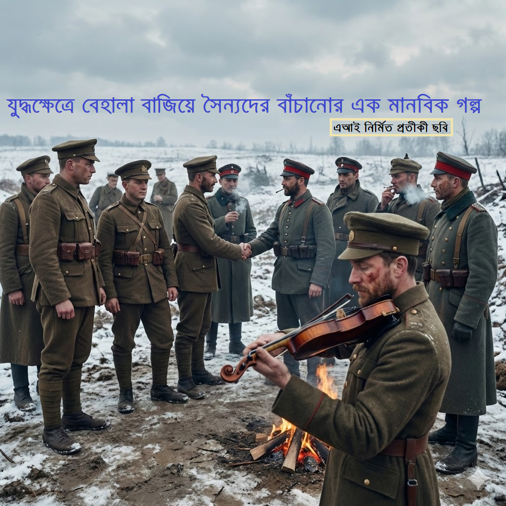যুদ্ধক্ষেত্রে বেহালা বাজিয়ে সৈন্যদের বাঁচানো: ১৯১৪ সালের ক্রিসমাস ট্রুসের মানবিক গল্প