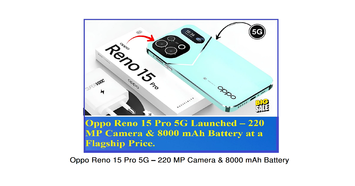 Oppo Reno 15 Pro 5G Launched – 220 MP Camera & 8000 mAh Battery at a Flagship Price