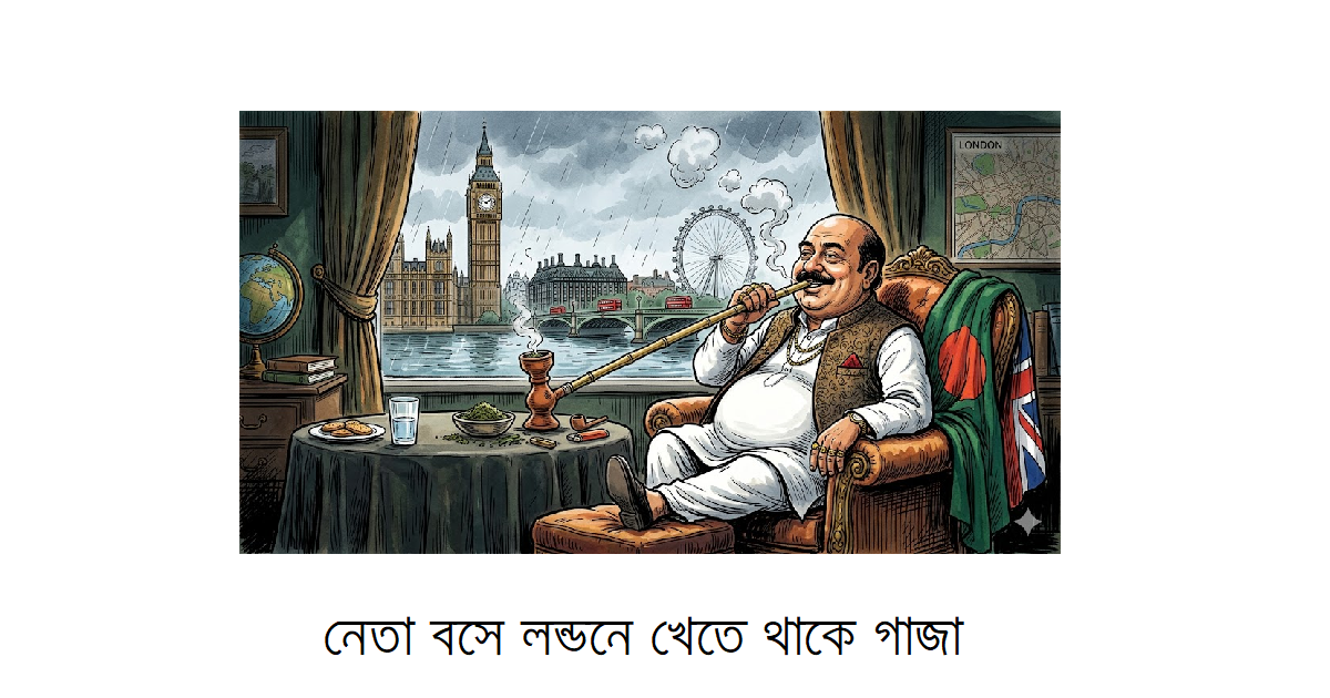 নেতা বসে লন্ডনে খেতে থাকে গাঁজা