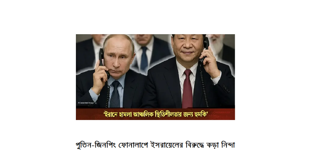 ইরানে হামলা আঞ্চলিক স্থিতিশীলতার জন্য হুমকি: পুতিন-জিনপিং ফোনালাপে ইসরায়েলের বিরুদ্ধে কড়া নিন্দা