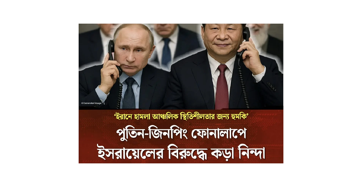 ইরানে হামলা আঞ্চলিক স্থিতিশীলতার জন্য হুমকি: পুতিন-জিনপিং ফোনালাপে ইসরায়েলের বিরুদ্ধে কড়া নিন্দা