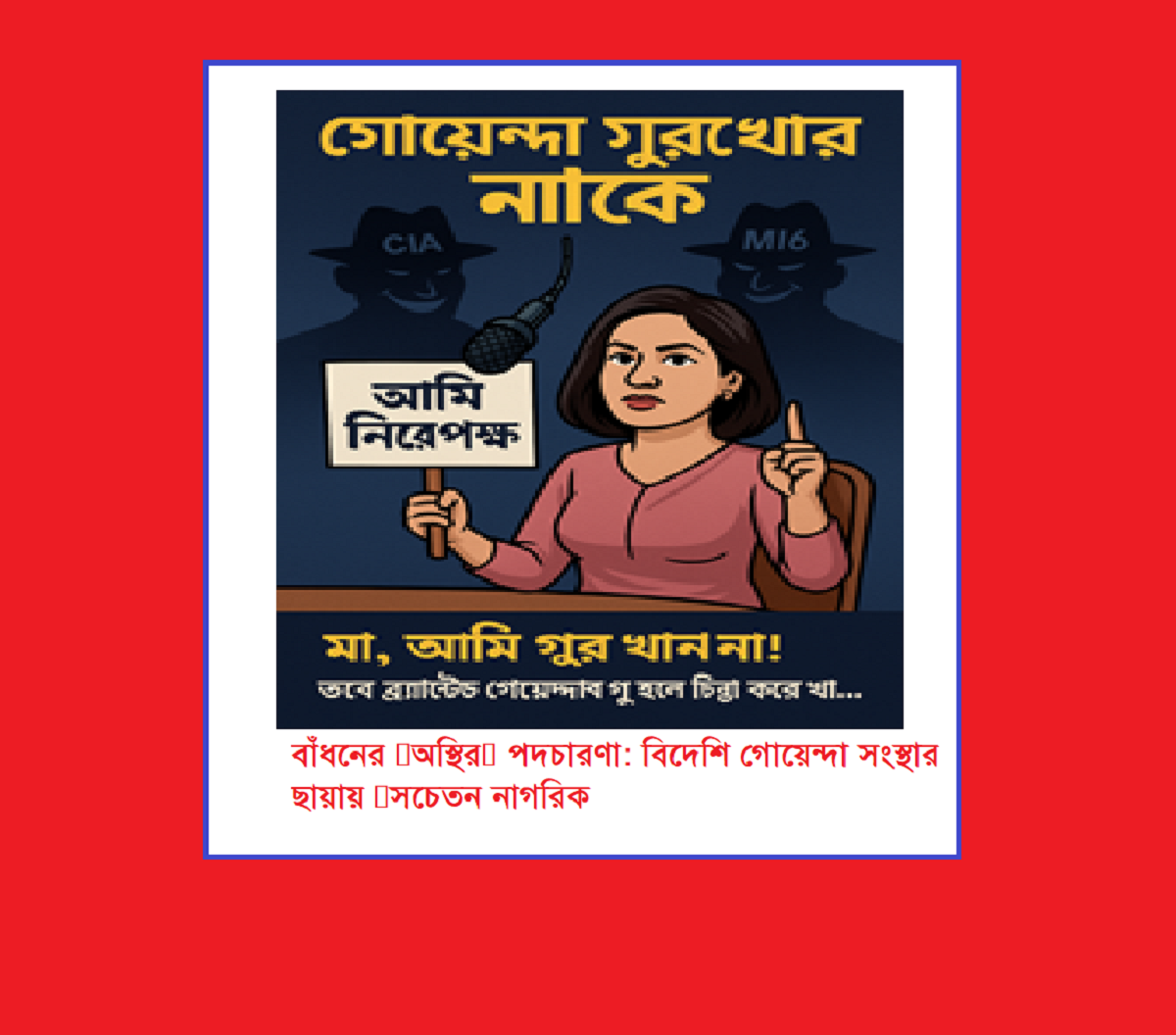 বাঁধনের ‘অস্থির’ পদচারণা: বিদেশি গোয়েন্দা সংস্থার ছায়ায় ‘সচেতন নাগরিক’?