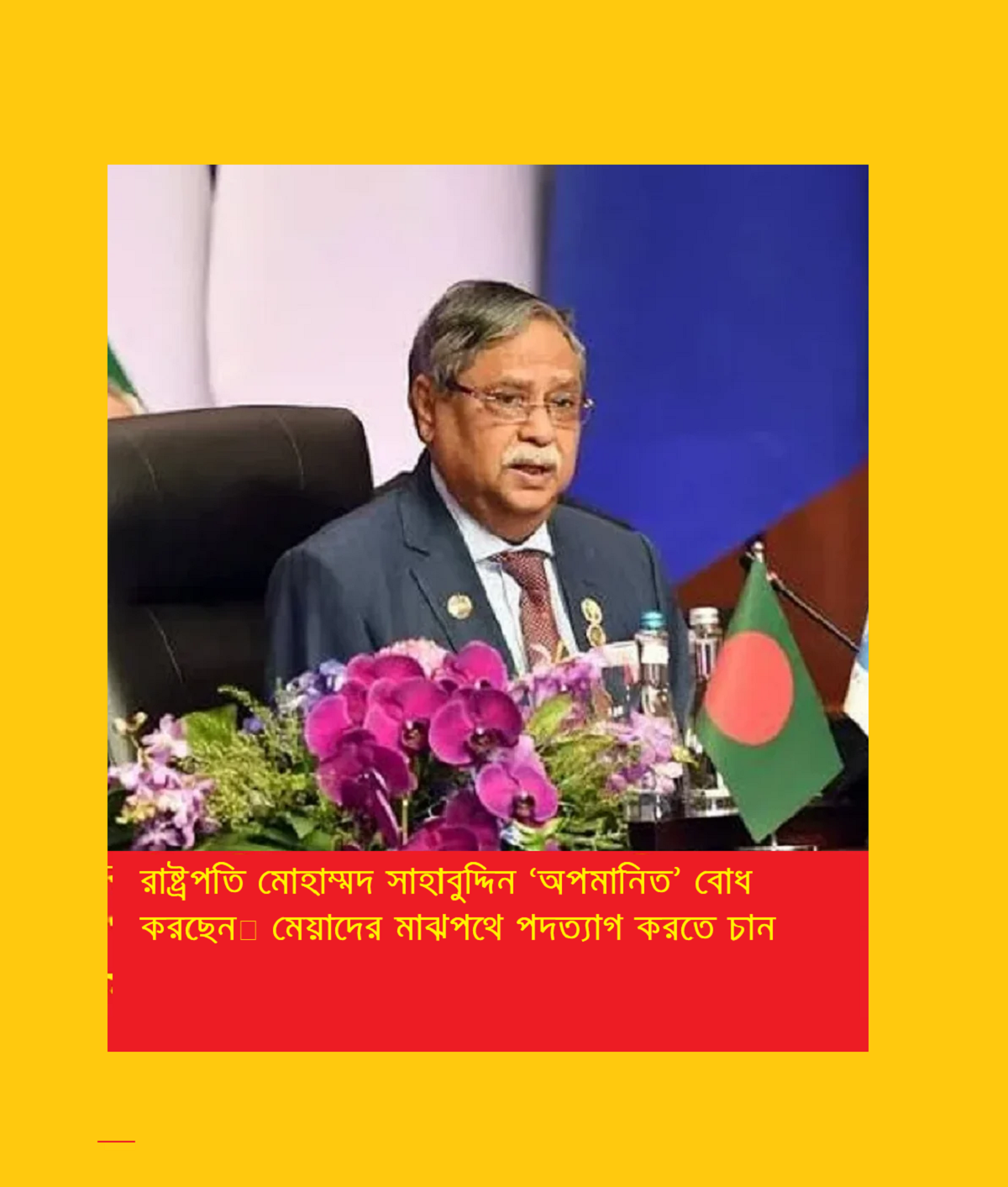মেয়াদের মাঝামাঝি এসে পদত্যাগ করতে চান রাষ্ট্রপতি মোহাম্মদ শাহাবুদ্দিন